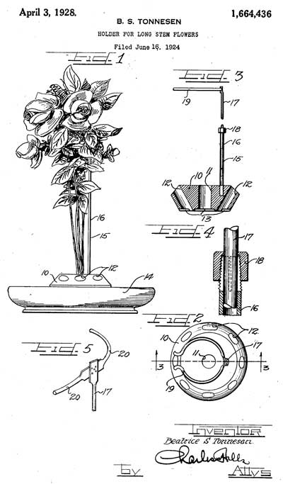 Beatrice S. Tonnesen Patent for Holder for Long Stem Flowers