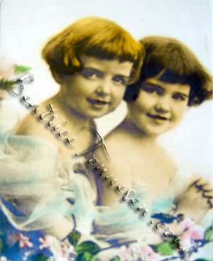 Betty Crowe (left) on a 1918 calendar “Fair Blossoms in the Garden of Youth”.